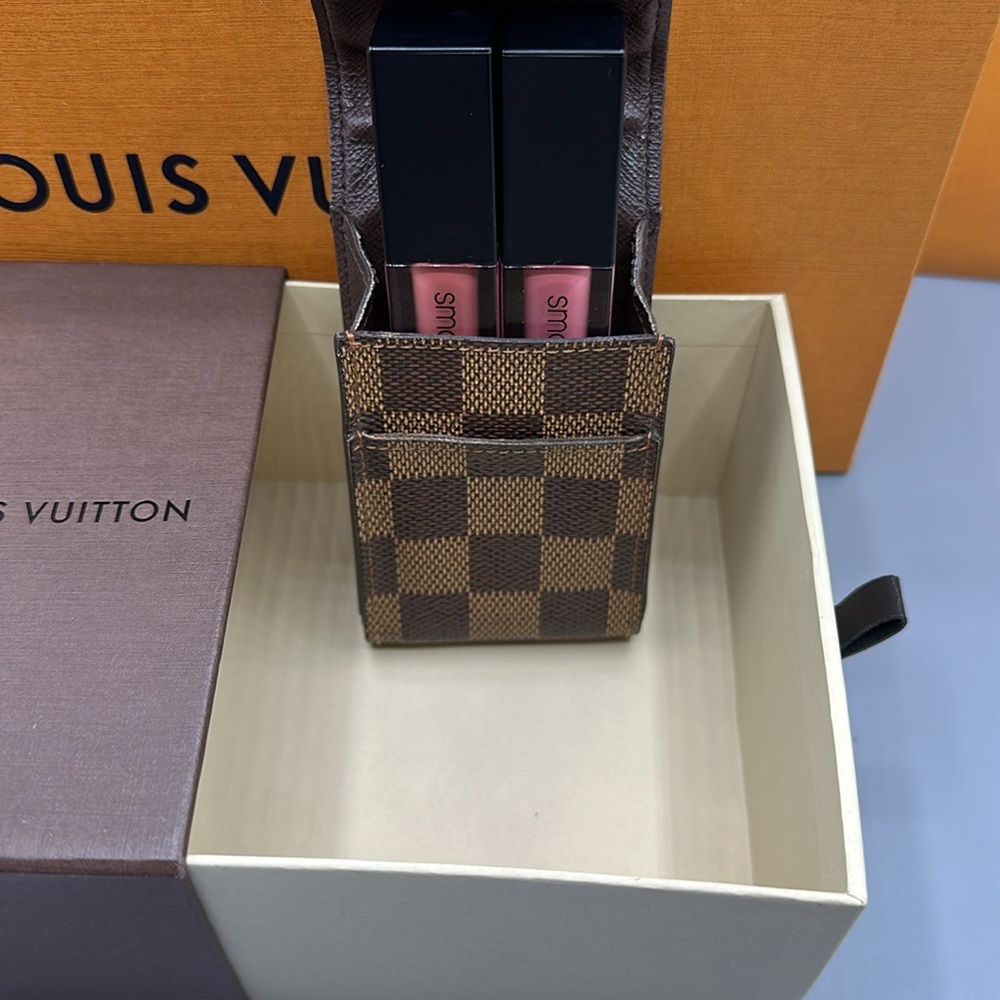 LOUIS VUITTON Cigarette Case Damier Ebene Leather Unisex
